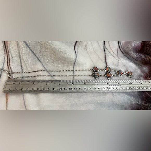 ❤️ Pink Dream Dahlia Kingman Turquoise 925 Navajo Lariat Necklace 20+2” 26.8gm - Picture 13 of 15